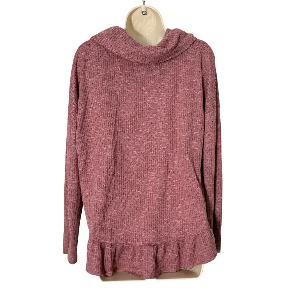 Anthropologie Maeve Addie Ruffled Hacci Sweater‎ in Mauve Size M